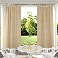 132x215cm Beige Cortinas para Exteriores de Velcro- Resistentes al Viento- Resistentes al Agua- Resistentes a la harina…